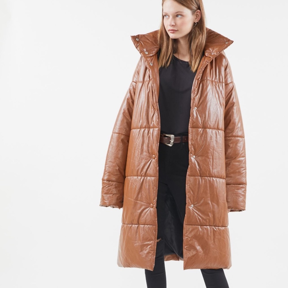 Urban Outfitters Oversized Leather Puffer Coat